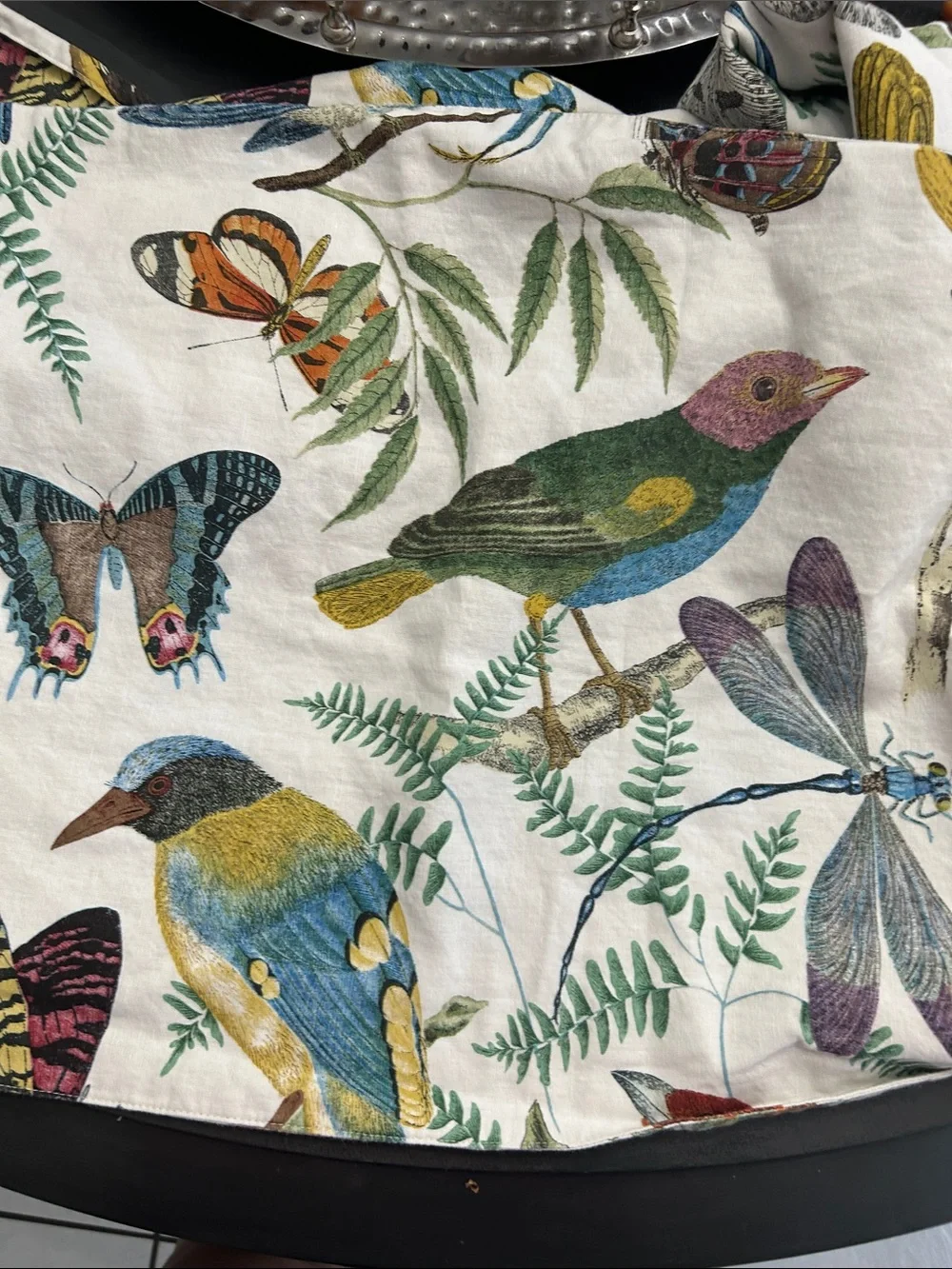 Pottery Barn Fauna Bird cotton/ linen blend table runner